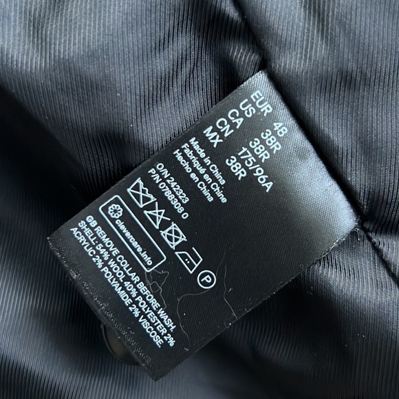 H & M Wool Blend Pea Coat Detachable Fur Collar 38 R - Picture 8 of 9